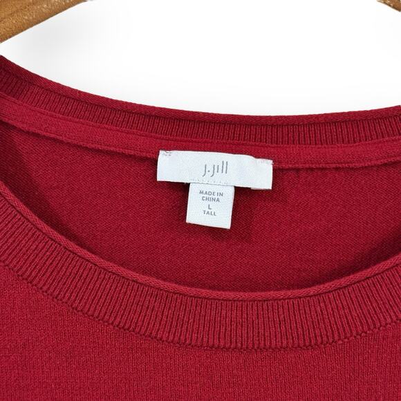 J Jill Cotton Blend Lightweight Tunic Sweater Size L Tall Long Sleeve True Red - Picture 2 of 8